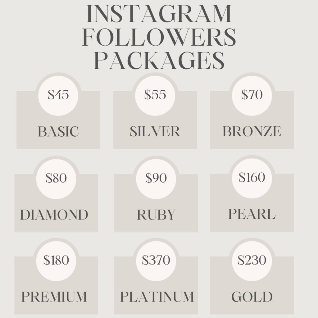 Buy Instagram Followers with Bitcoin packages prieces